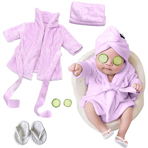 Spokki Spokki Newborn Photography Props Baby Girl 5 Pcs Bathrobes Bath Towel Outfit With Slipp 06 MONTHS