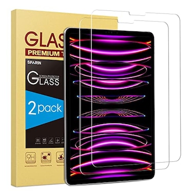 SPARIN 2 Pack Screen Protector Compatible with iPad Pro 129 inch 2022202120202018 Released 6th5th4th3rd without Home Button Tempered Glass Screen Protector Work with Face ID