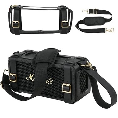TXEsign Travel Carrying Case for Marshall Middleton Portable Speaker with Shoulder Strap Protective Cover Replacement Strap Carrying PU Pouch for Marshall Speaker