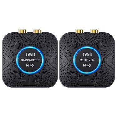 1Mii 24GHz Wireless Audio Transmitter Receiver Set 1 TX1 RX for TV 262Ft80M Long Range 25ms Low Latency with AUX RCA inOut Wireless Audio Adapter for TV PC Powered Speaker Amplifier Soundbar