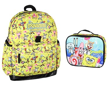 INTIMO Nickelodeon SpongeBob SquarePants Characters Patrick Star Sandy Cheeks Mr Krabs Squidward 2 Pc Lunch Box Backpack Bag Set 16