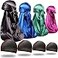 ForceWave 8PCS Silky Durag Men Wave Cap Long Tail Do rag for 360 Wave Dew Rag Packs