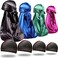 ForceWave 8PCS Silky Durag Men Wave Cap Long Tail Do rag for 360 Wave Dew Rag Packs