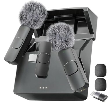 Mini Mic Pro Latest Model 1 Microphone for iPhone Android Wireless Mini Microphone ClearVoice Noise Cancelling Lavalier Mic for TikTok YouTube Interviews with Charging Case