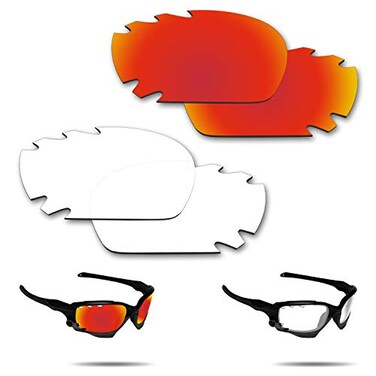 FiskrLenses Replacement for Oakley Jawbone Vented Racing Jacket VentedOO9171 Sunglasses with AntiscratchAntisaltwaterAntidust CoatingRed Clear