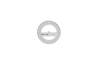 Pacific Arc 4 Inch 360 Degree Plastic Circular Protractor Clear