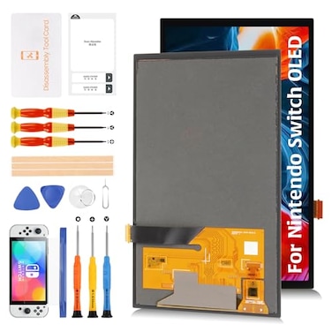 Olivechard for Nintendo Switch OLED 2021 OEM LCD Screen Display Replacement with Digitizer Assembly KitNo Frame