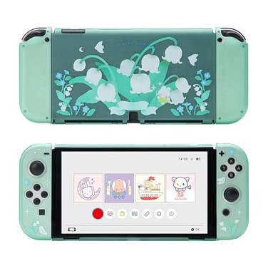 GeekShare Protective Case for Switch OLED Hard PC Protective Shell Slim Cover Case Compatible with Nintendo Switch OLED and Joy Con Lily of The Valley
