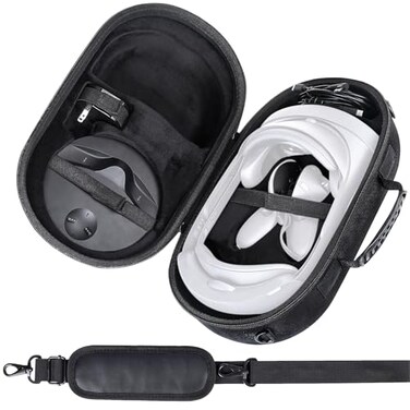 Aenllosi Hard Carrying Case Compatible with The MetaOculus Quest 3Pro VR HeadsetTouch ControllerCharging Dock Other AccessoriesBlack inner BlueCase Only