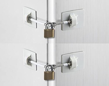 Guardianite 2Pack Refrigerator Lock 2Pack White with Keyed Padlock