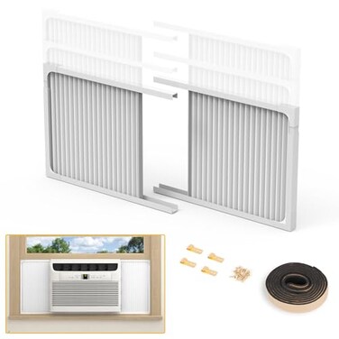 Powrocket Window Air Conditioner Side Panels with FrameAdjustable Extra Wide Air Conditioner Side Panels Fits Most 1400022000 BTU Window AC UnitsWindow AC Side Panel Curtain Kit2 Pack