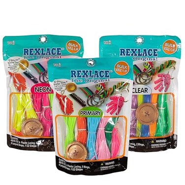 Craft County Pepperell Rexlace Cord 450 FT 2 Rings 6 Lanyard Snaps EZ Gimper Beading Line Kit Variety 3 Pack