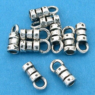FindingKing 10 Silver Crimp Beads Fancy Cord Ends W Loop 2mm New