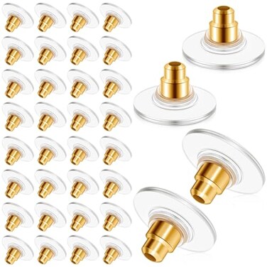 Outus 200 Pcs Earring Backs for Droopy Ears Backs Replacements Earring Backs for Heavy Bullet ClutchGold