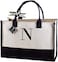 Mud Pie Classic Black and White Initial Canvas Tote Bags N 100 Cotton 17 x 19 x 2