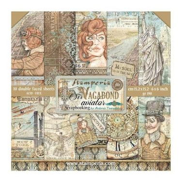 Stamperia Paper PAD 6X6 10PK Aviator