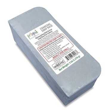 Primal Elements Activated Bamboo Charcoal Soap Base Moisturizing Melt and Pour Glycerin Soap Base for Crafting and Soap Making Easy to Cut 5 Pound