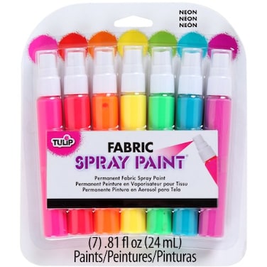 Tulip Fabric Paint Permanent Spray on Paint Set 7 Pack Neon