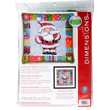 Dimensions Needlepoint Kit Patterned Santa Claus Christmas Needlepoint 14 x 14