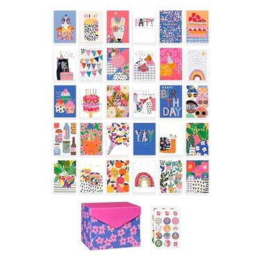 American Greetings 30Count All Occasions Card Bundle with Keepsake Box and Envelopes Designed by Stop The Clock