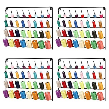 OYEAL 4 Pack Sewing Embroidery Thread Rack WallMounted Thread Holder Metal Sewing Organizer with Hanging Tools Large Thread Organizer 32Spool
