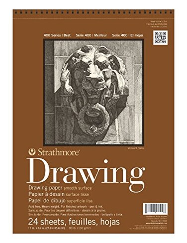 Strathmore 400105 400 Series Drawing Smooth Surface 11x14 White 24 Sheets