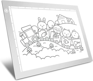 LooEooDoo Silver A4 Dimmable LED Artcraft Light Box Tracer Slim Light Pad Portable Tablet USB Power Cable Copy Drawing Board Tracing Table for Artists Designing Animation Sketching Stenciling Xray Vie