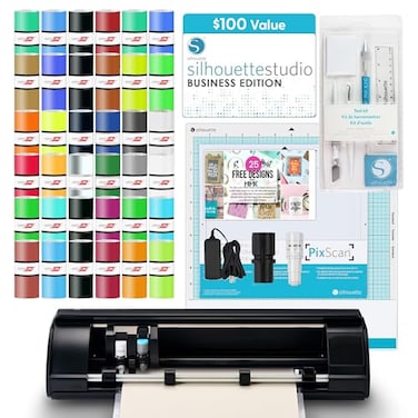 Silhouette America Cameo 5 Alpha Smart Cutting Machine for Print Cut Quiet Operation with AutoBlade Studio Software Cutting Mat Matte Black Deluxe Bundle