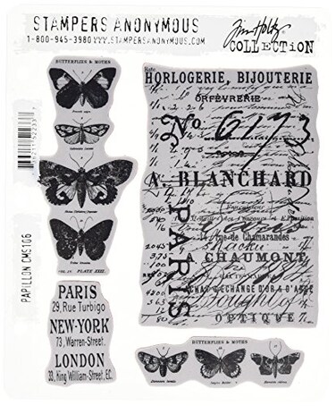 Stampers Anonymous Tim Holtz Cling Rubber Stamp Set Papillon CMS106
