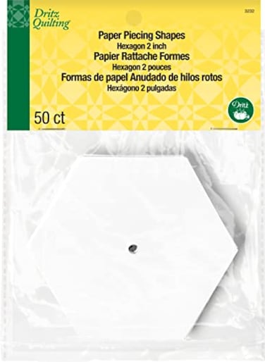 Dritz 3232 Paper Piecing Shapes Hexagon 2Inch 50CountWhite