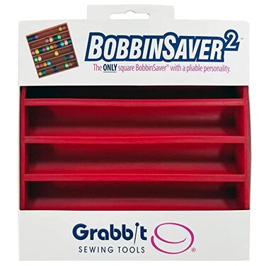 BobbinSaver Square Bobbin Organizer Holds 60 Bobbins Flexible Plastic Holder for Sewing Machine Embroidery Quilting Bobbin Storage Red