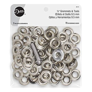 Dritz 38 Grommets with Setting Tool 72 Sets Nickel Finish Metal Grommet Kit for Fabric Tents Curtains Craft Projects