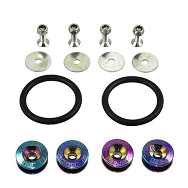 JDMSPEED Neo Chrome Universal CNC Billet Bumper Trunk Quick Release Fastener Kit