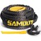 SAMOUT Synthetic Winch Rope Cable Kit 38in x 92ft 25500LBS with Protective Sleeve Forged 35000LBS Winch Hook Safety Pull StrapYellow