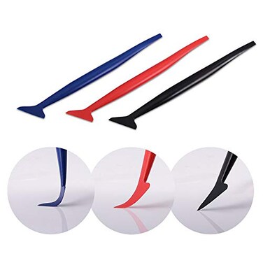 FOSHIO Vinyl Car Wrapping Flexible Micro Squeegee Curves Slot Tint Tool Set 3 in 1 with Different Hardness for Installing Vehicle Wraps and Auto Stickers