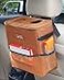 HOTOR Brown Car Trash Can with Adjustable Strap Magnetic Snaps Waterproof Lining and Storage Pocket