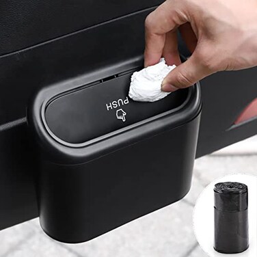 Accmor Car Trash Can with Lid Mini Auto Dustbin Garbage Organizer with 30 Pcs Plastic Trash Bag Automotive Garbage Container Bin for Vehicle Home Office