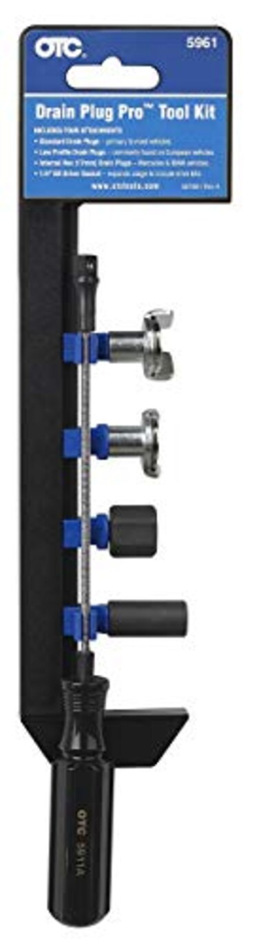 OTC 5961 Drain Plug Pro Tool Kit Includes Attachments for Standard LowProfile and Internal Hex Drain Plugs 17mm