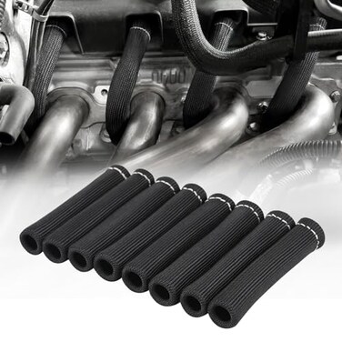 SHINEHOME Spark Plug Wire Heat Shield Sleeve 2500 Spark Plug Boot Protector Boots Wrap for SBC BBC 350 454 8PCS Plug Wire Covers