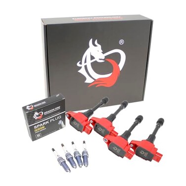 AIP Electronics DRAGON FIRE PERFORMANCE Power Pack Kit Ignition Coils IRIDIUM Spark Plugs Compatible with Nissan Altima Frontier Sentra Rogue Versa 16L 18L 20L 25L I4 20072019 22448ED000 6734028 UF549