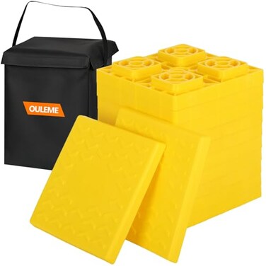 OULEME 12 Pack RV Leveling Blocks Stackable Jack Blocks Interlocking Leveling Pads with Carrying Bag for Camper Travel Trailer