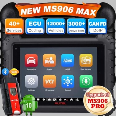 Autel MaxiSys MS906MAX Scan Tool Upgraded MS906 PRO MK906 PRO MS906BT MK906BT MK908 MP900BT Scanner ECU Coding 40 Services 3000 Active Tests All System Diagnostic Tool VAG Guided FCA SGW