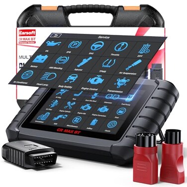 iCarsoft CR Max BT Enhanced Wireless Bidirectional Diagnostic Tool ECU AdaptationTeachin 49 Reset All System Touchscreen Battery Registration ECU Coding OBD2 Scanner with 38Pin 20Pin Adapter
