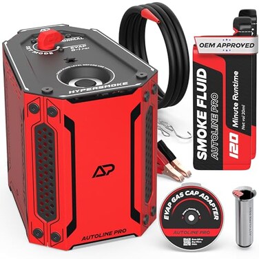 AutoLine Pro HyperSmoke Automotive Smoke Machine EVAP Vacuum Leak Tester Adjustable Pressure OEM Approved Smoke Fluid Builtin Air Compressor Motor Includes Gas Cap Adapter for EVAP Leaks