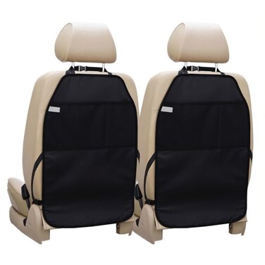Viaviat Car Seat Protector Large Kick Mat 2 Pack Durable Water Resistant Auto Seat Back Covers with 2 Mesh Pockets Protection Against Dust Mud Scratches Black 2Pack