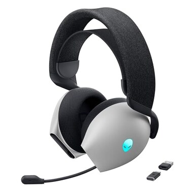 Alienware TriMode Wireless Gaming Headset AW725H WiredWireless Bluetooth 53 Audio Output 20 Hz MiniPhone 35mm Battery Talk Time Up to 55 Hrs Bluetooth Lunar Light