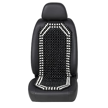 Road Comforts Wood Beaded Seat Cover Back Massage Cushion for Stress Free Keeps Back from Getting Sweaty While Driving 1PC Black