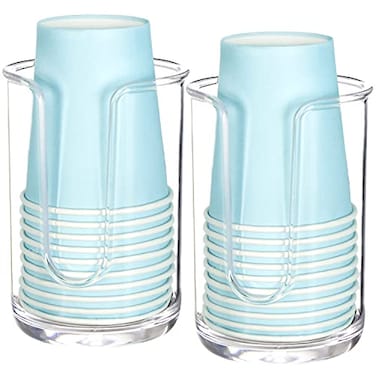 Youngever 2 Pack Plastic Disposable Paper Cup Dispenser Plastic Dispenser Cup Holder Clear