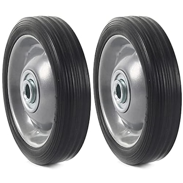 AR-PRO ARPRO 2Pack 5 x 12 Flat Free Solid Rubber Wheel Assemblies Replacement Hand Truck Wheels with Ball Bearings and 12 Bore Hole Diameter HeavyDuty Solid Rubber Tire 88 lbs Load Capacity