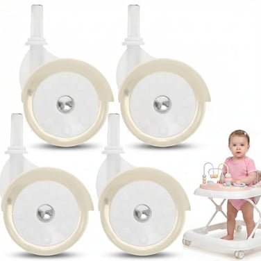 Housoutil Baby Walker Replacement Wheels 4Pcs Quiet Baby Walker Wheels Stroller Caster Accessories Universal Stem Mount Casters for Trend Strollers 360 Swivel Smooth Rolling PP